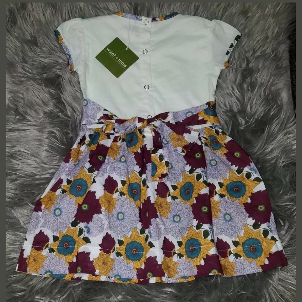 Girls Violet + Moss Floral Organic Cotton Dress 2T - Picture 4 of 5